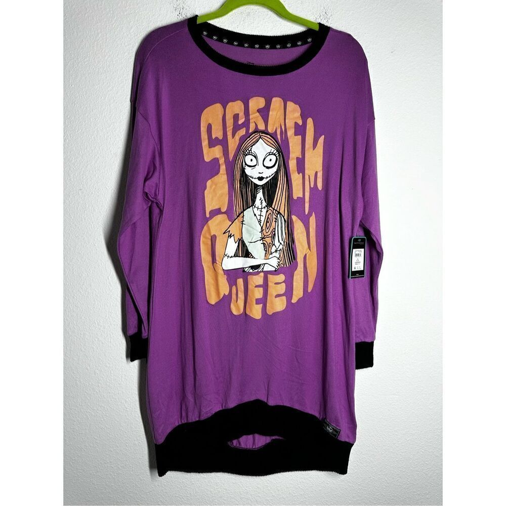 NWT DISNEY Women's M (8-10) NIGHTMARE BEFORE CHRISTMAS SLEEPSHIRT Purple Black